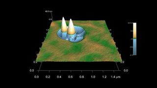 Contaminants on the surface prior to sputtering give rise to classic sputter cone formation