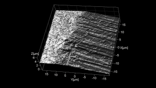 Topography of the transition area between the shiny polished side of the blade and its sharpened cutting edge